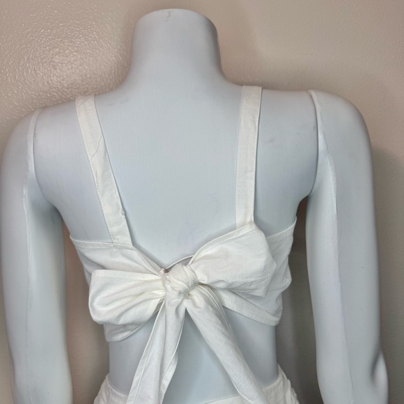 White ring crop top slit maxi skirt set - Picture 7 of 13